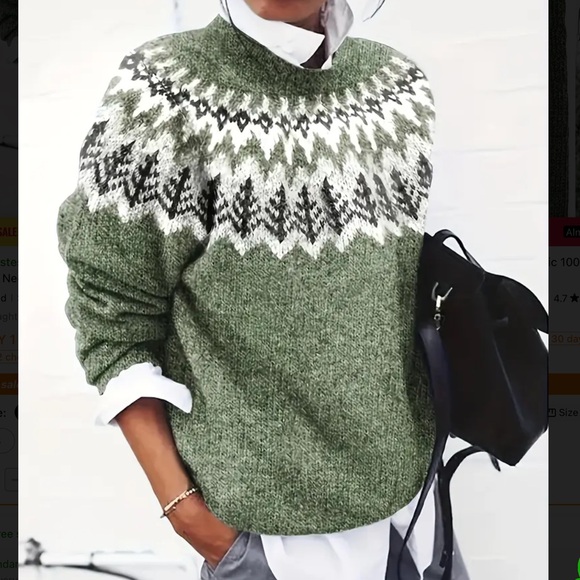 Sweaters - Nordic Pines Retro Fair Isle Sweater